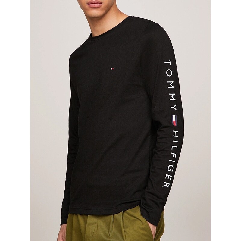 Tommy Hilfiger Logo Long Sleeve Tee BLK