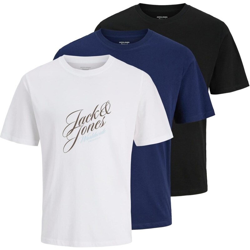 JACK & JONES Tričko JORInwood námořnická modř / hnědá / černá /