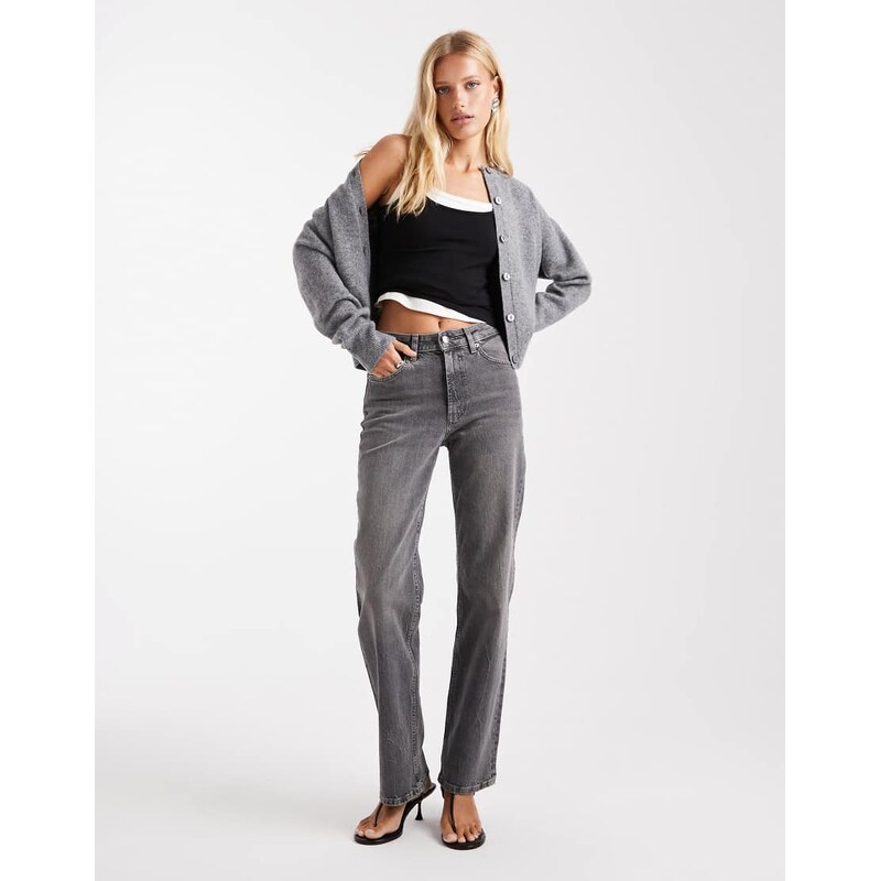 ASOS DESIGN comfort stretch straight leg jean in grey