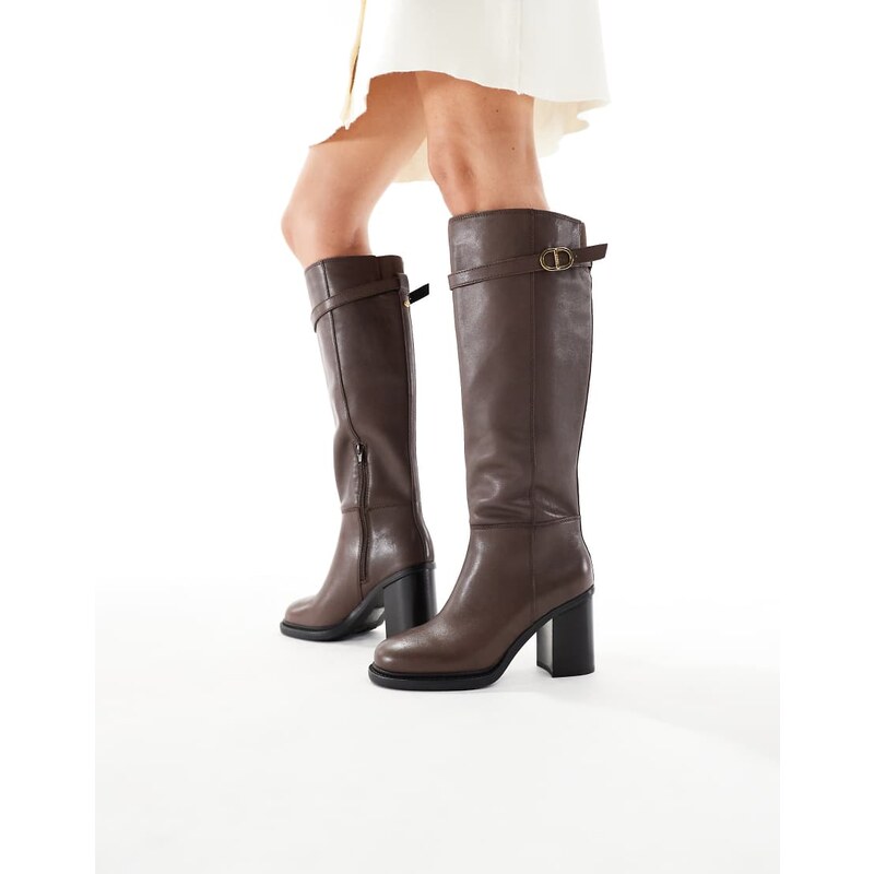 ALDO Curculios block heel round toe knee boots in dark brown