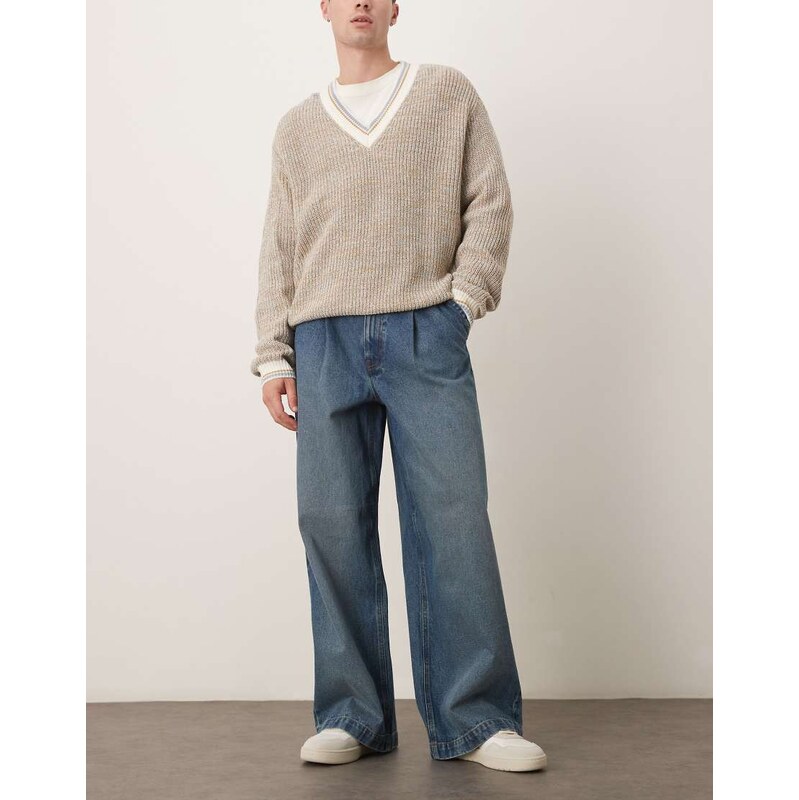 ASOS DESIGN loose jeans in mid wash blue