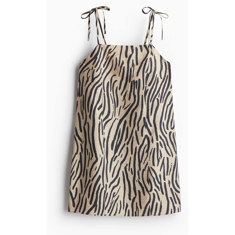 H&M - Šatys vázacími ramínky - Světle Béžová/Vzor