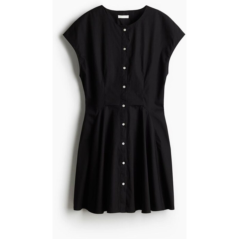 H&M - Bavlněné propínací šaty - Černá