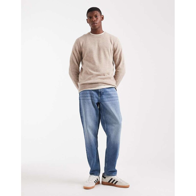 Levi's original batwing logo knit jumper in beige marl-Neutral