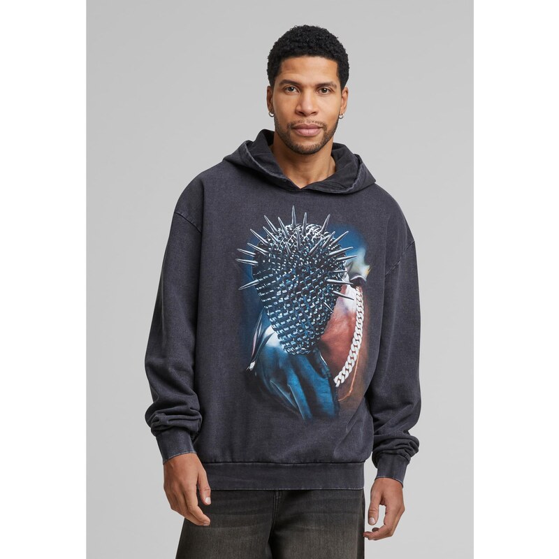 Mister Tee Thorned Mask Oversize Hoody černá s kyselým praním
