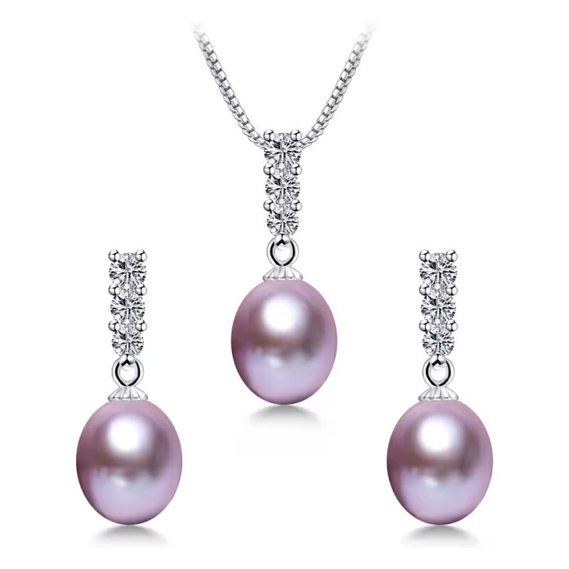 GRACE Silver Jewellery Stříbrná souprava šperků s levandulovou perlou 108370728
