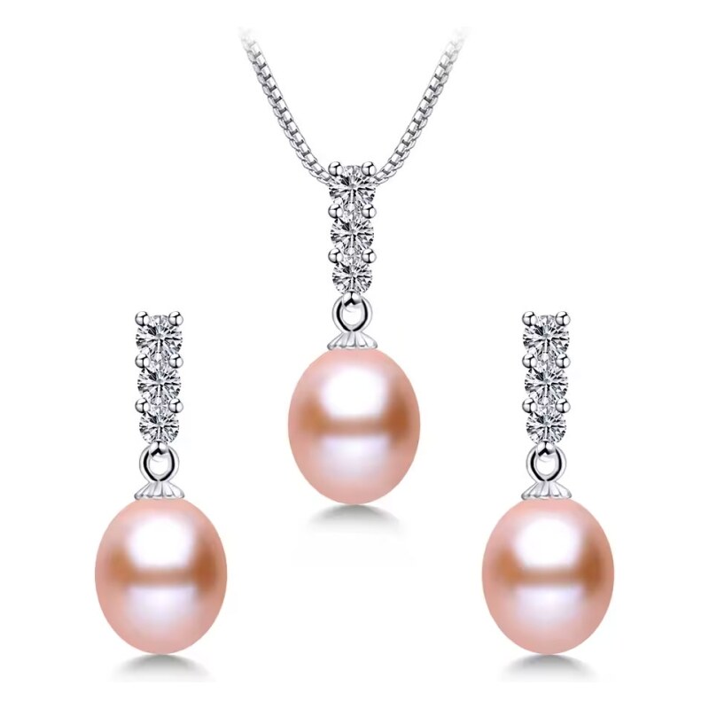 GRACE Silver Jewellery Stříbrná souprava šperků s růžovou perlou 108370729