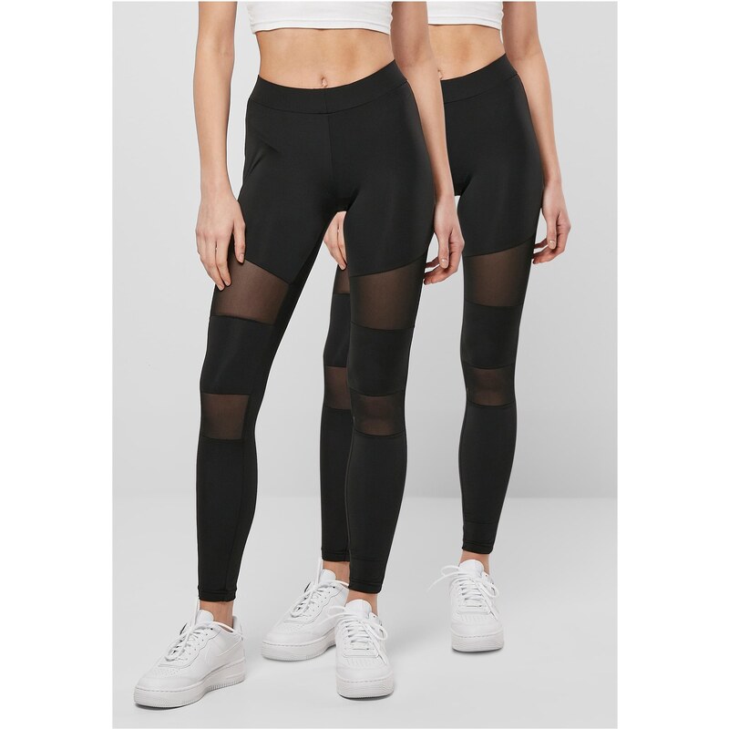 Urban Classics Dámské Tech Mesh Legíny 2-balení černá+černá