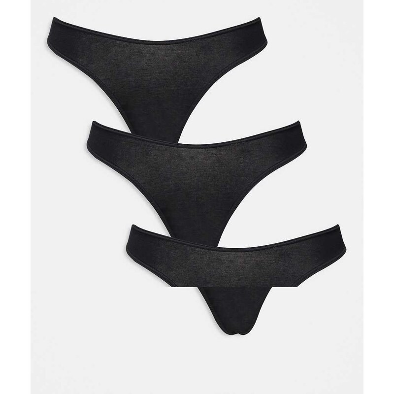 Lindex Nellie 3 pack thong in black 115588756
