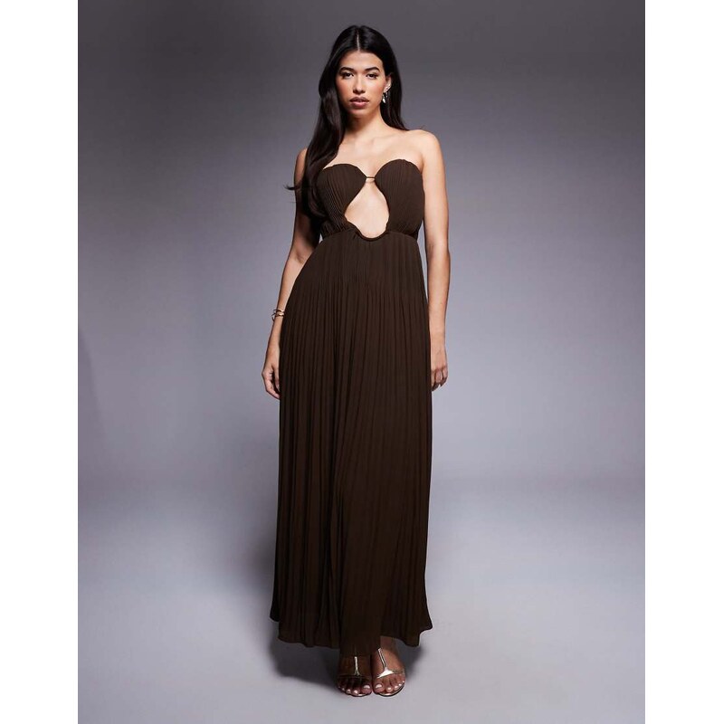 ASOS DESIGN wired bandeau cutout elevated maxi dress with full