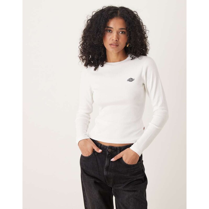 Dickies gladeville long sleeve ribbed t-shirt in white