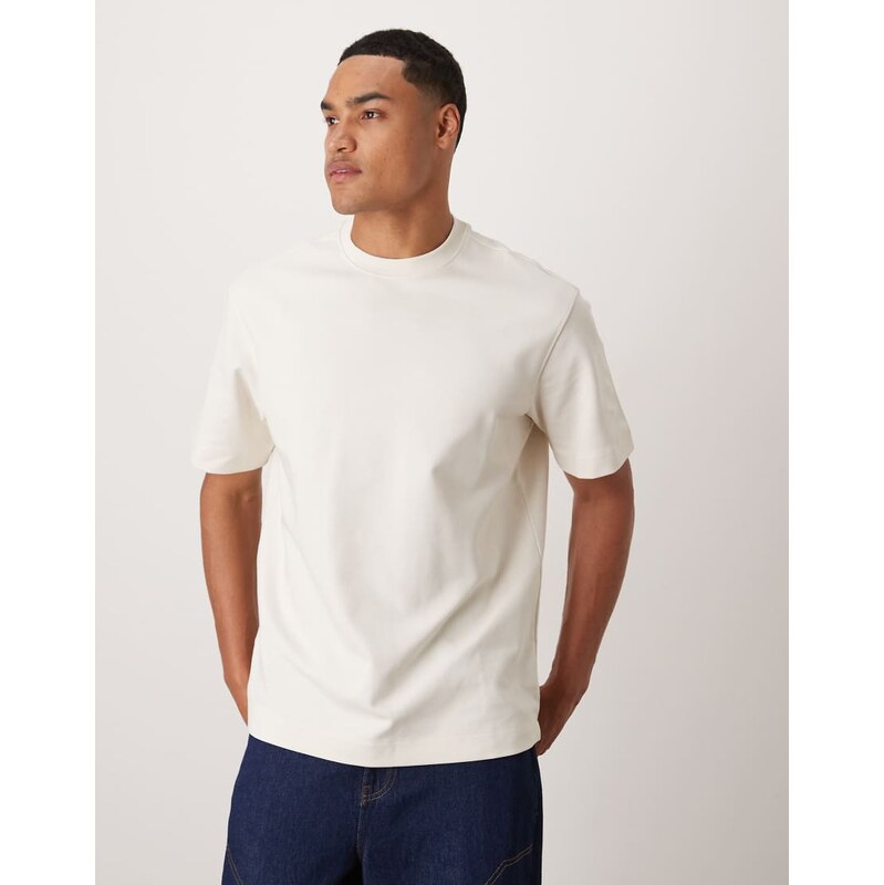 Mango cotton mix t-shirt in ecru-Neutral