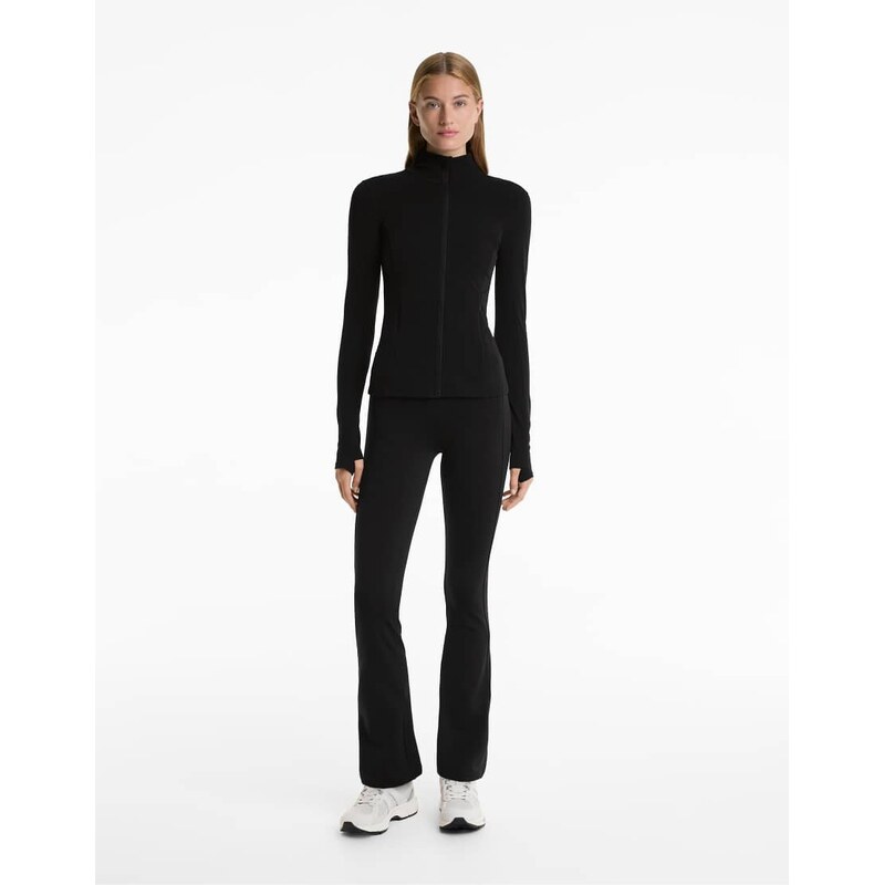 OYSHO High rise warm flare trousers in black 108372601