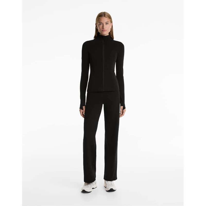 OYSHO Straight-leg high rise warm trousers in black 108372608