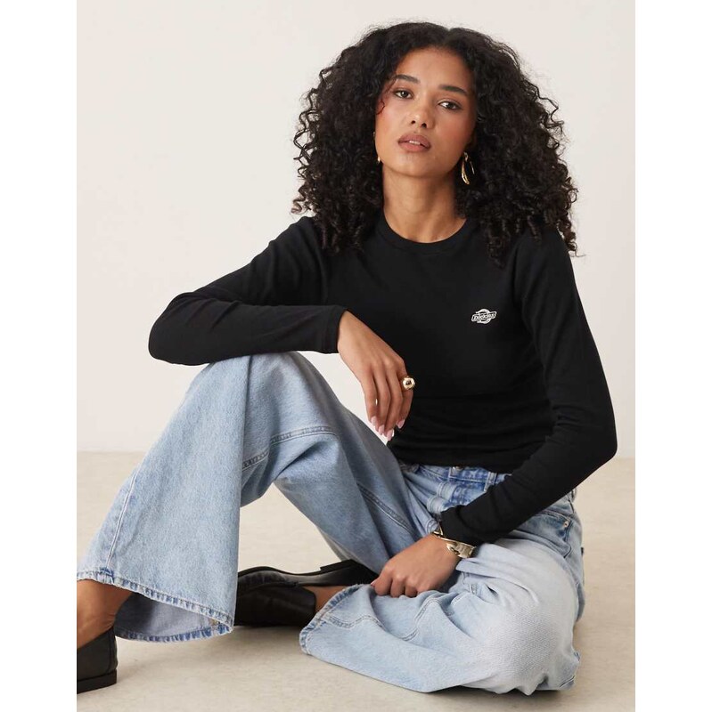 Dickies gladeville long sleeve ribbed t-shirt in black
