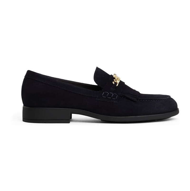 Tommy Hilfiger chain suede loafers in black