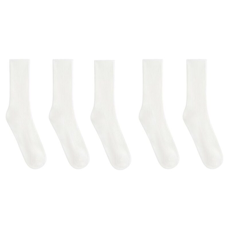 OYSHO 5 pairs of classic socks with cotton in pale ecru-Neutral 108381318