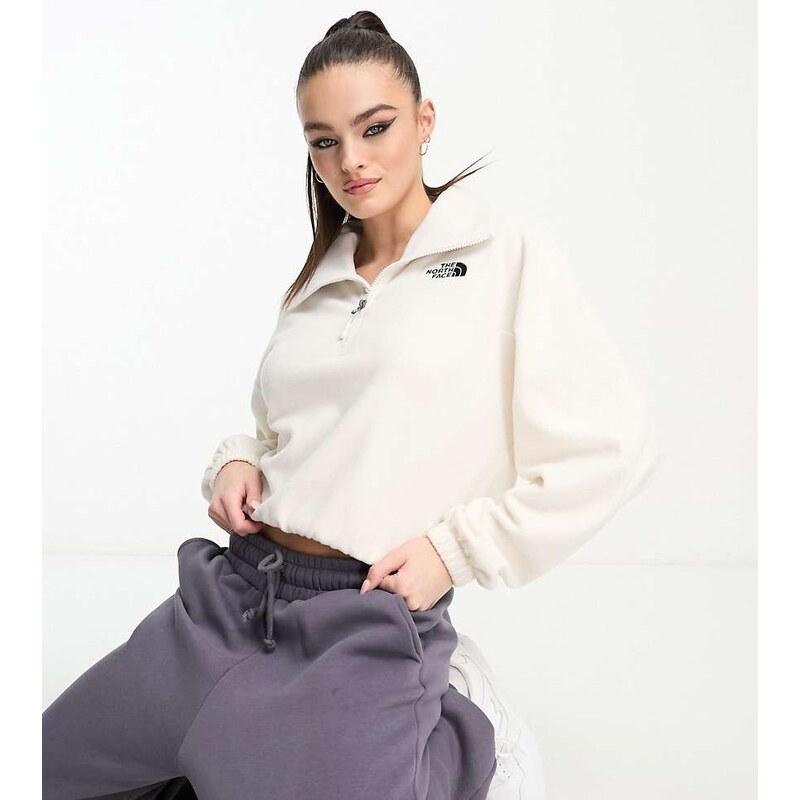The North Face Glacier 1/4 zip wide neck fleece in cream