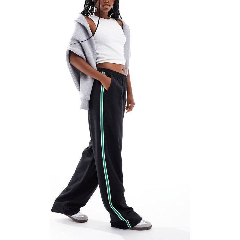 ASOS DESIGN sporty tape panel pull on in black