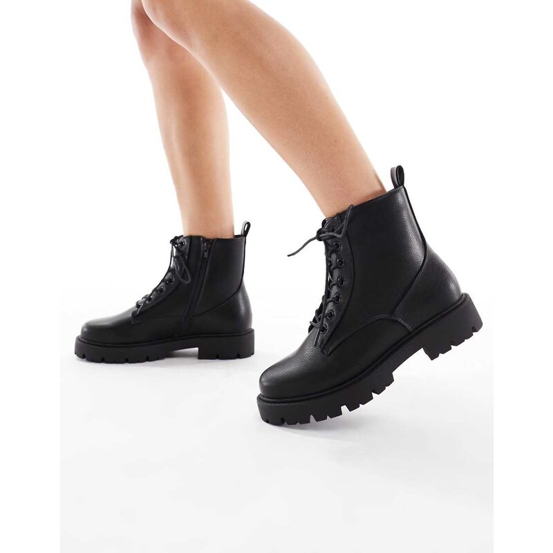 schuh Asher chunky lace up boots in black