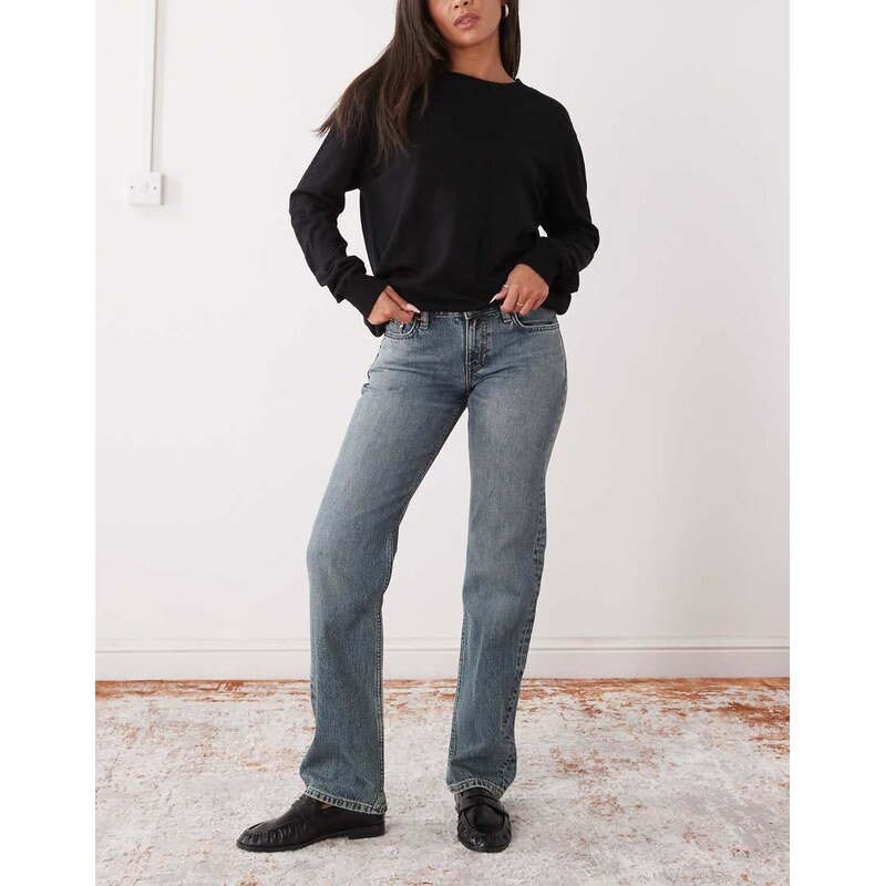 Weekday Arrow low waist straight leg jeans in blue
