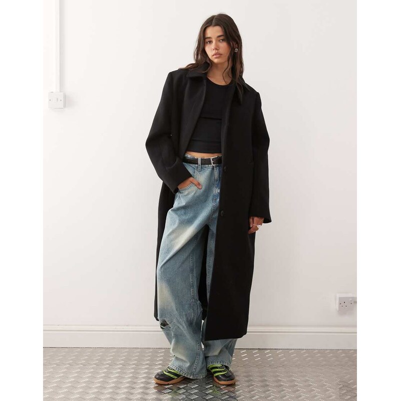 Weekday wool blend car coat in black 109505801