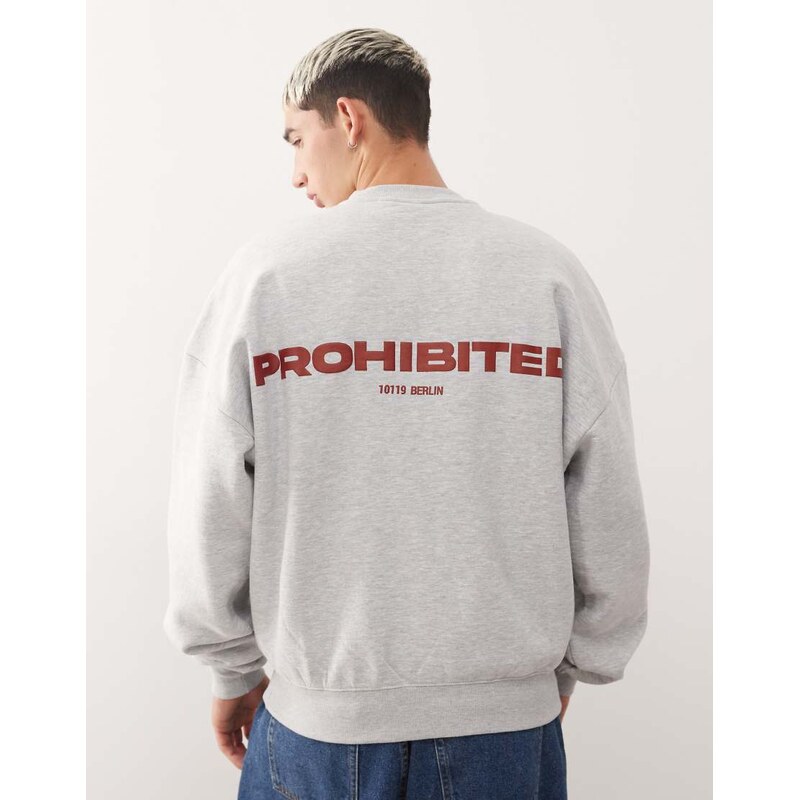Prohibited oversized boxy fit logo jumper in grey