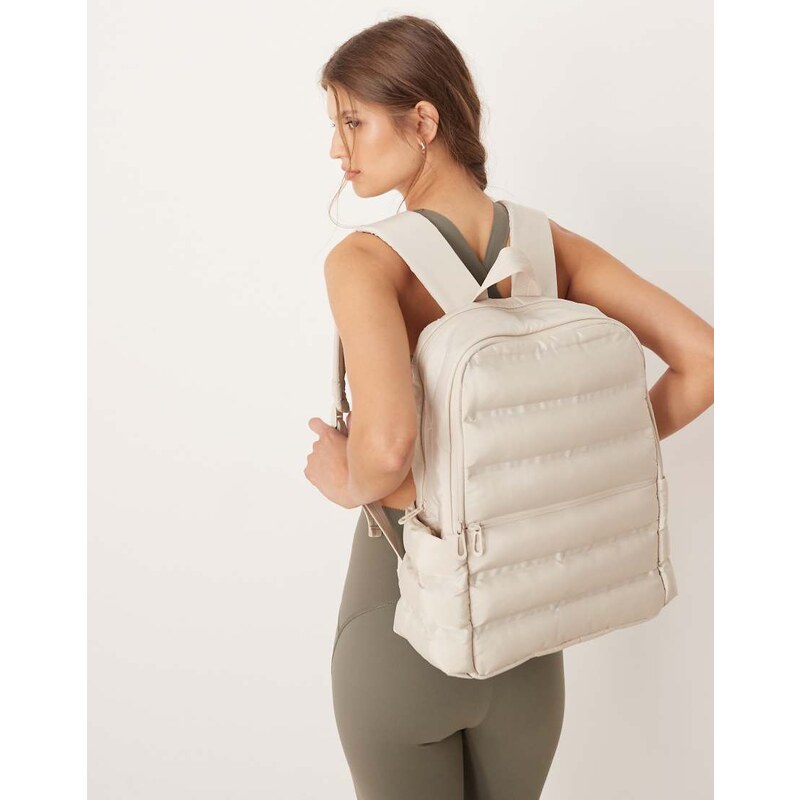 OYSHO Quilted backpack in ecru-Neutral 108375192