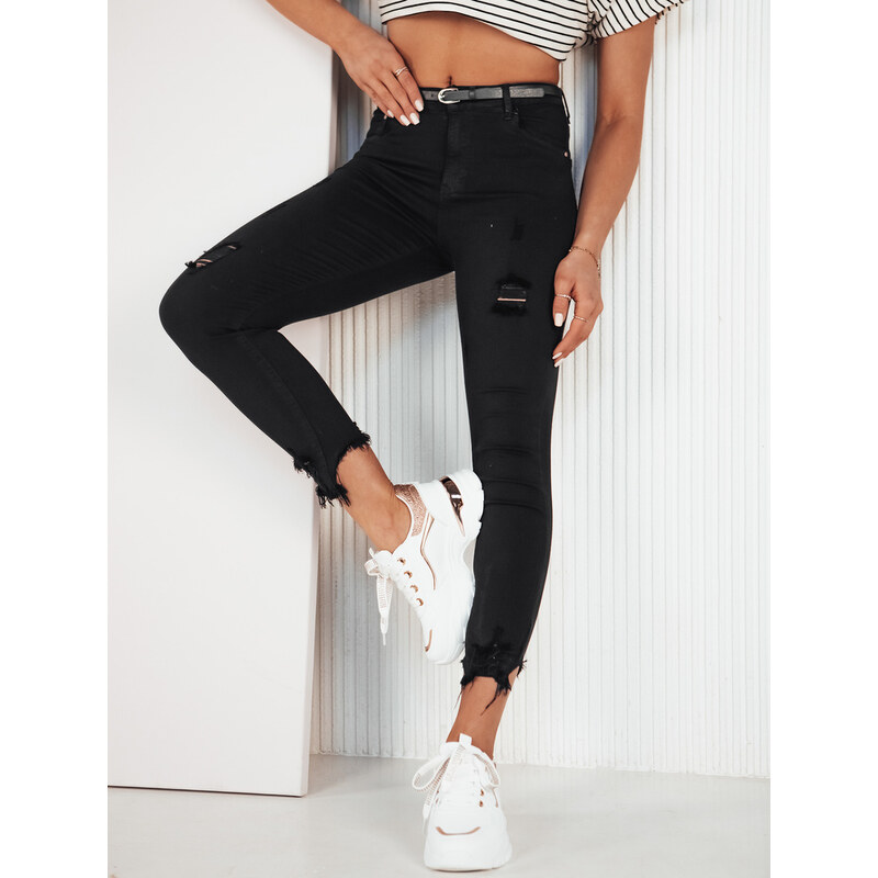 BASIC Černé skinny džíny s oděrkami FAROL Černá