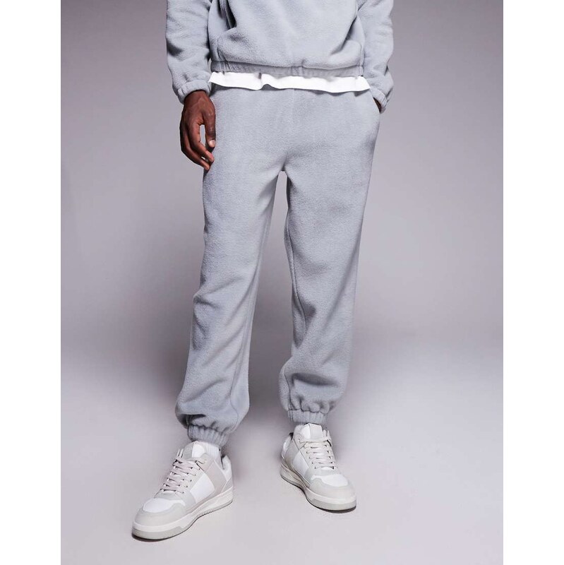 ASOS DESIGN co-ord tapered fleece jogger in grey
