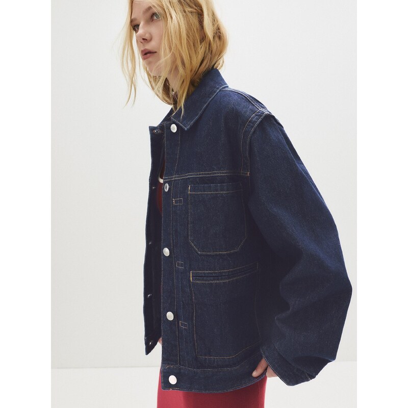 Pull&Bear Přechodná bunda námořnická modř