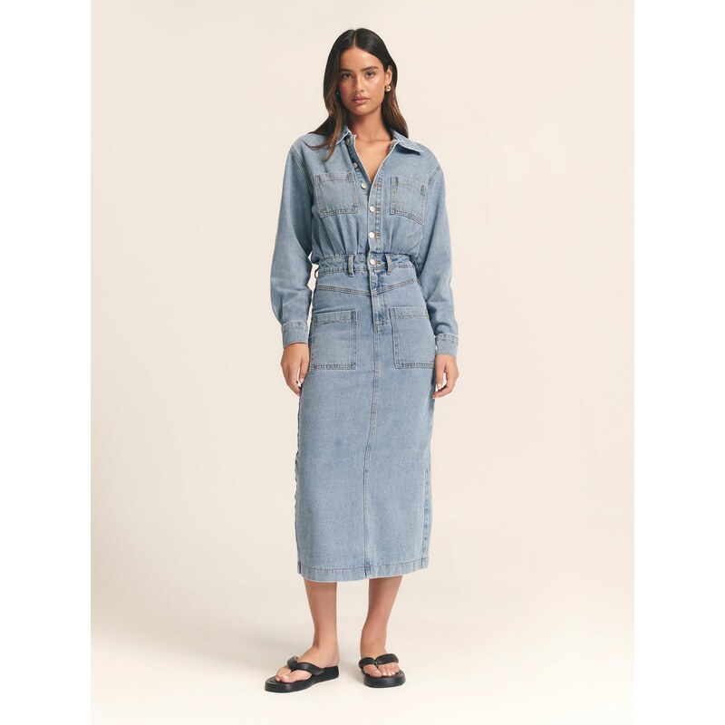 St MRLO Šaty HAMISH MIDI DRESS modrá 108768947