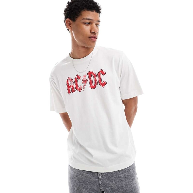 Jack & Jones oversize t-shirt with AC/DC front print in white