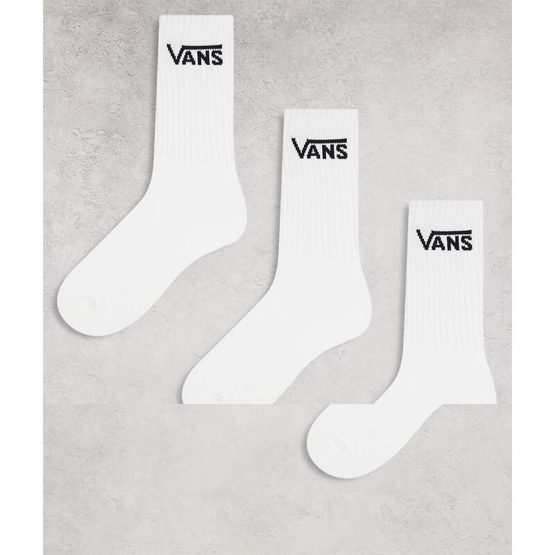 Vans 3-pack classic crew socks in white 108381189