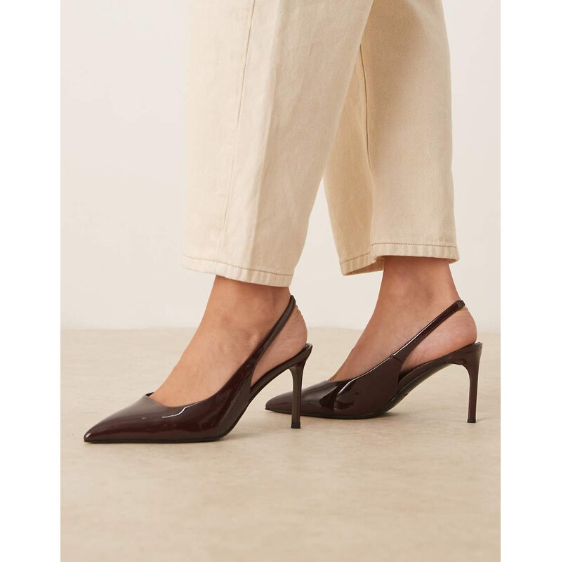 ASOS DESIGN Spicy slingback stiletto mid shoes in chocolate