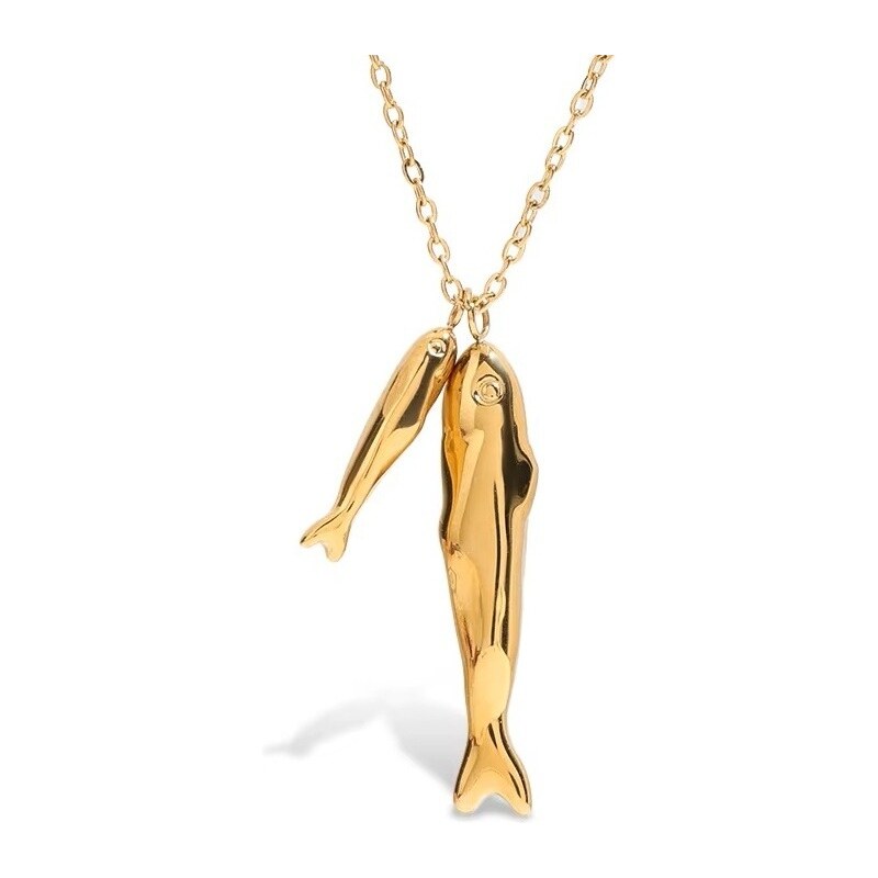 ELENYS Gold Lucky Fish – pozlacený náhrdelník 18K žluté zlato 108386189