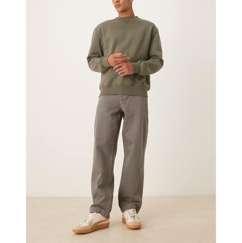 ASOS DESIGN baggy fit jeans with hickory stripes in navy and