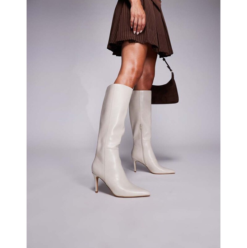 Forever New fitted knee boots in stone-Neutral 108658211