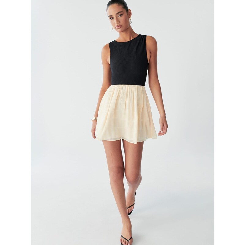 BWLDR Šaty VIEW MINI DRESS režná / černá