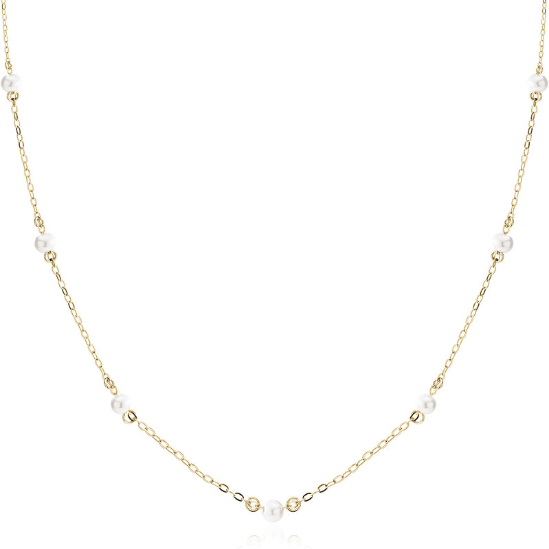 LUNICA Stříbrný perlový náhrdelník GOLD 108391844