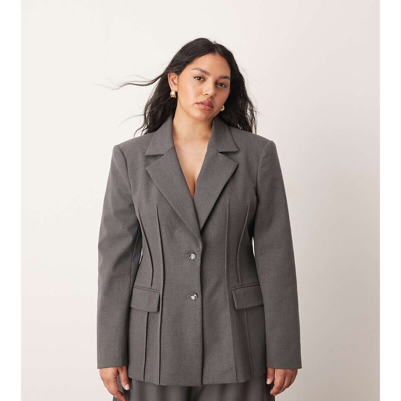 ARRANGE Curve premium sculpted blazer in grey marl