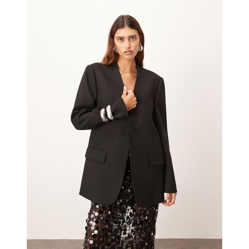 ARRANGE ultimate collarless blazer in black
