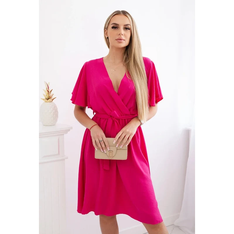 K-Fashion Šaty s vrstveným výstřihem fuchsie 108397471
