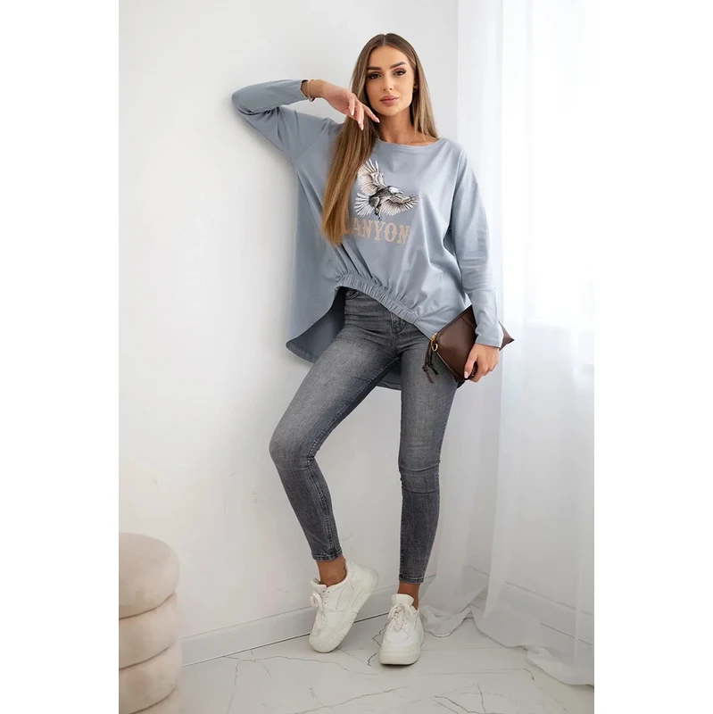 K-Fashion Dámská halenka s orlem a nápisem Canyon šedý