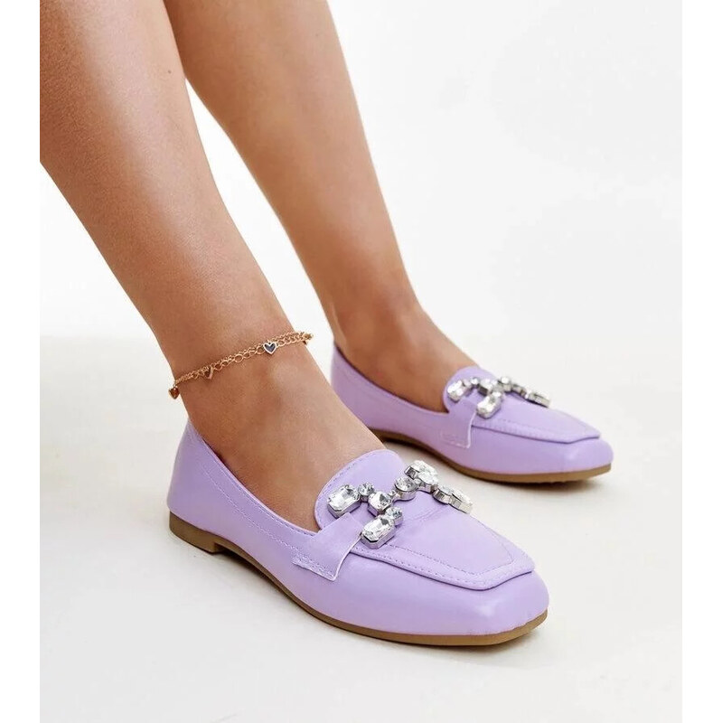 Inello Dámské mokasíny s ozdobnou sponou M615 Purple světle