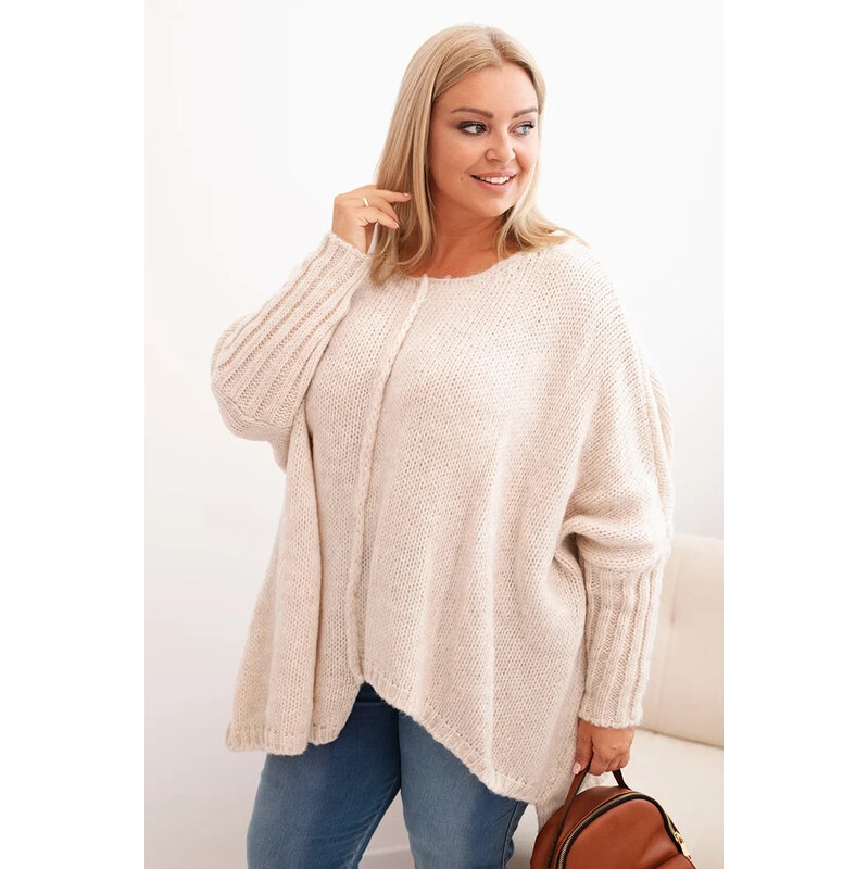 K-Fashion Dámský svetr Plus Size z akrylu volného střihu s