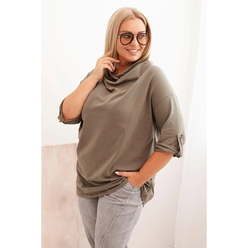 K-Fashion Dámská blůza Plus Size s bavlnou volného střihu s
