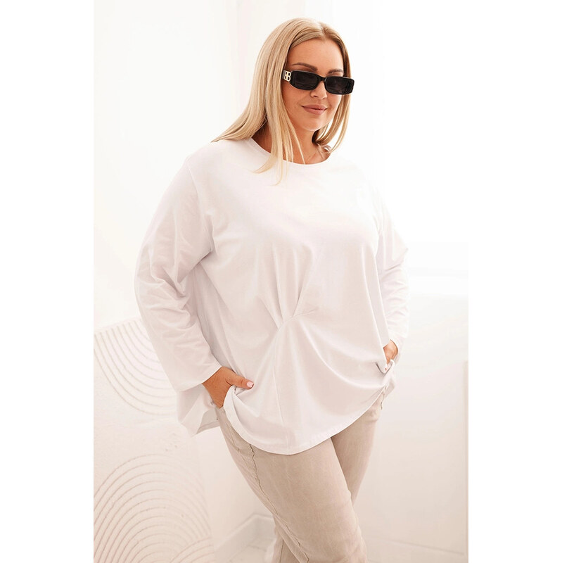 K-Fashion Dámská blůza Plus Size s bavlnou, kapsou a ohrnutým