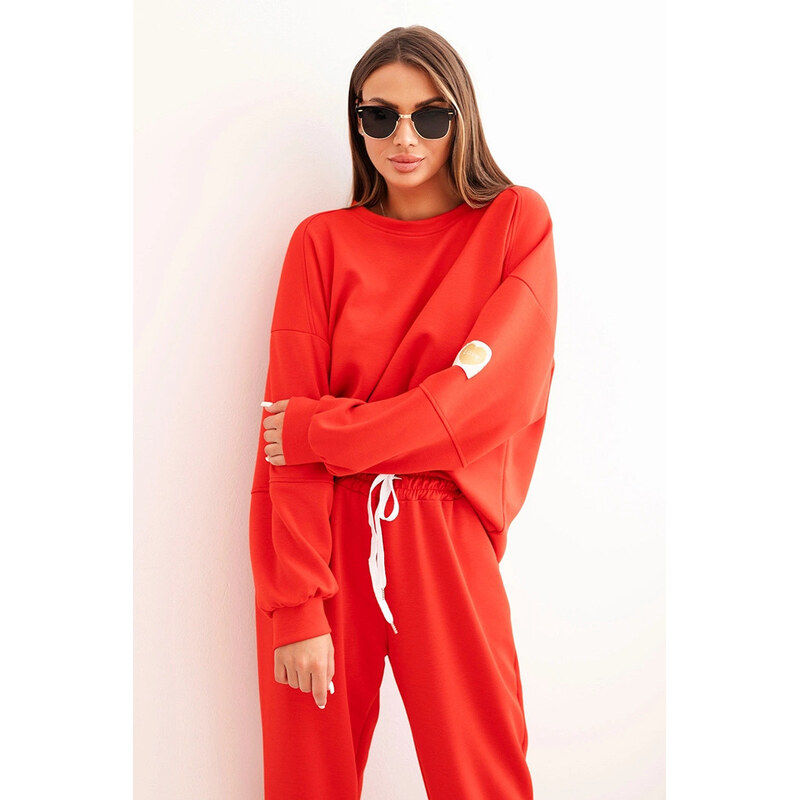 K-Fashion Dámský komplet máslový s volnou mikinou a kalhotami s