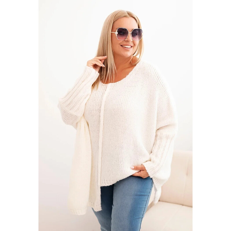 K-Fashion Dámský svetr Plus Size z akrylu s volným střihem a